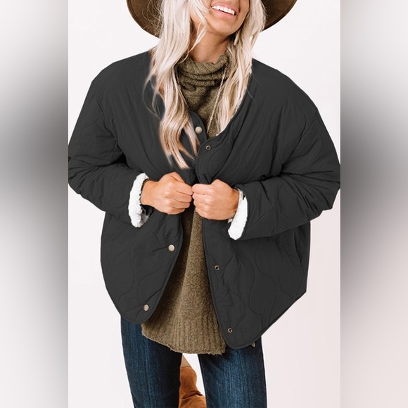 Long Sleeve Button Front Winter Coat - Picture 1 of 5